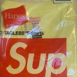 Supreme x Hanes Light Yellow T-Shirts